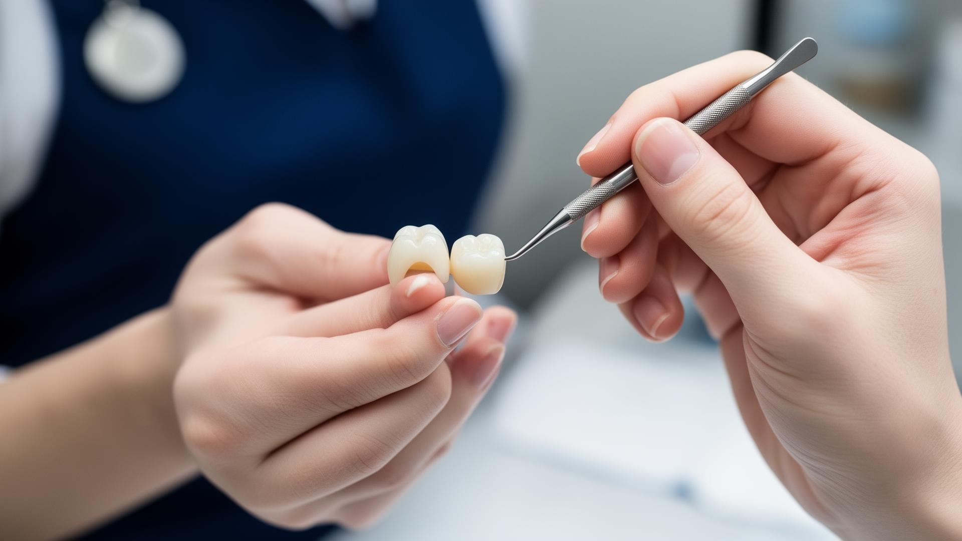 Dental technician crafting a porcelain crown